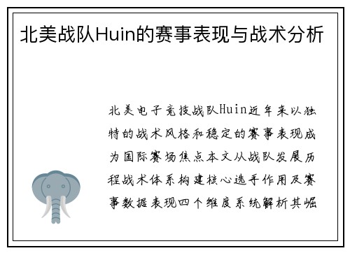 北美战队Huin的赛事表现与战术分析